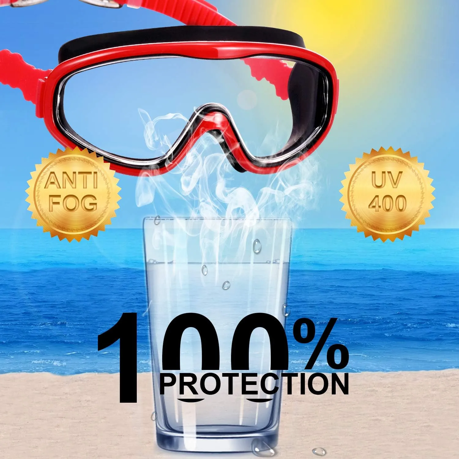 2 Pack Kids Swim Goggles, Swimming Glasses for Children from 3 to 15 Years Old