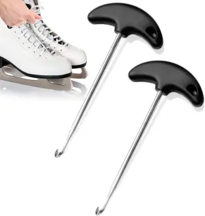 2-Pack Skate Lace Tighteners - Ice Hockey Skate Lace Tightener Tool - Stainless Steel Shoe Lace Tightener for Hockey Skate, Boot Lace Hooks for Ice-Skates Boots