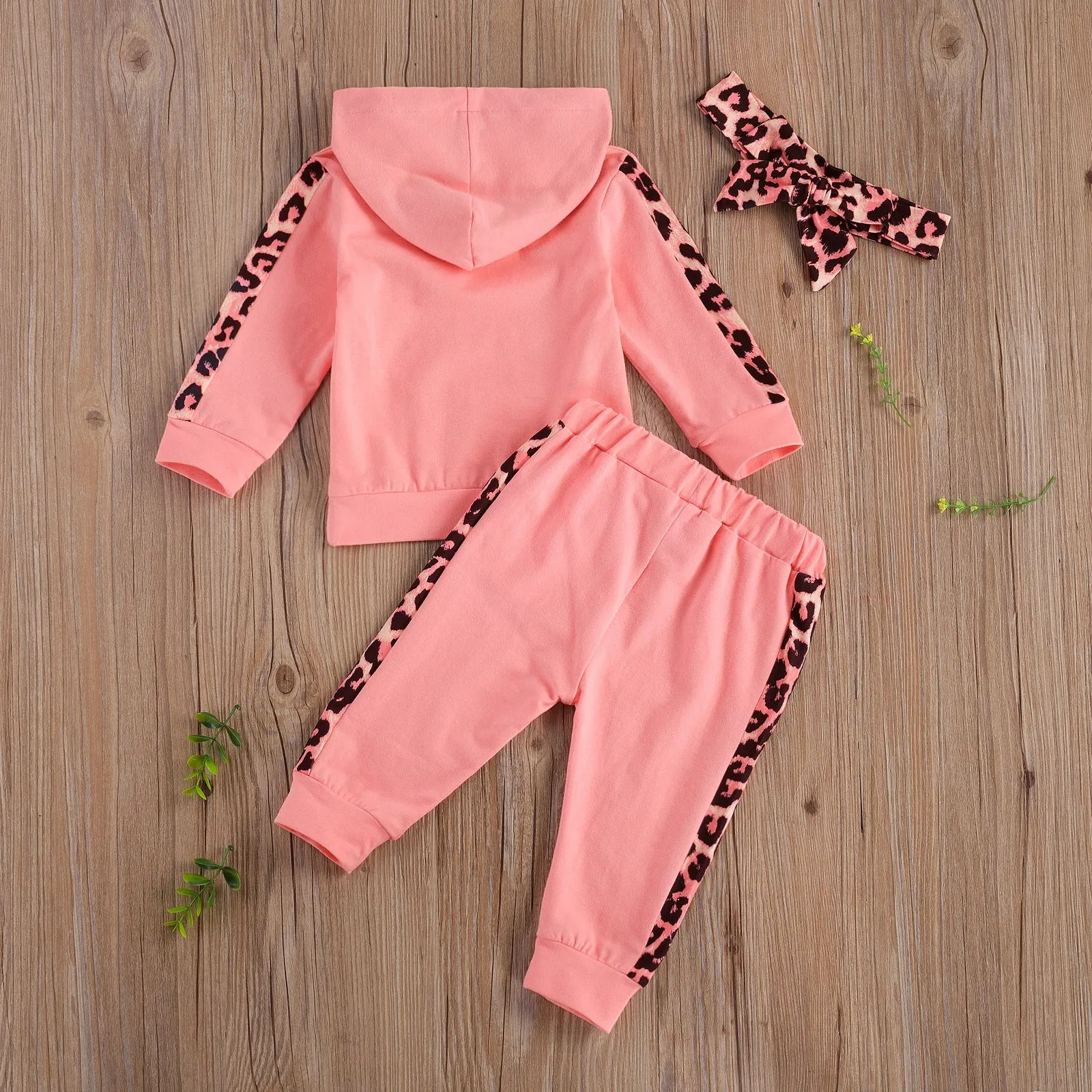 2pcs Baby Girls  Round Neck T-shirt & Pants Set