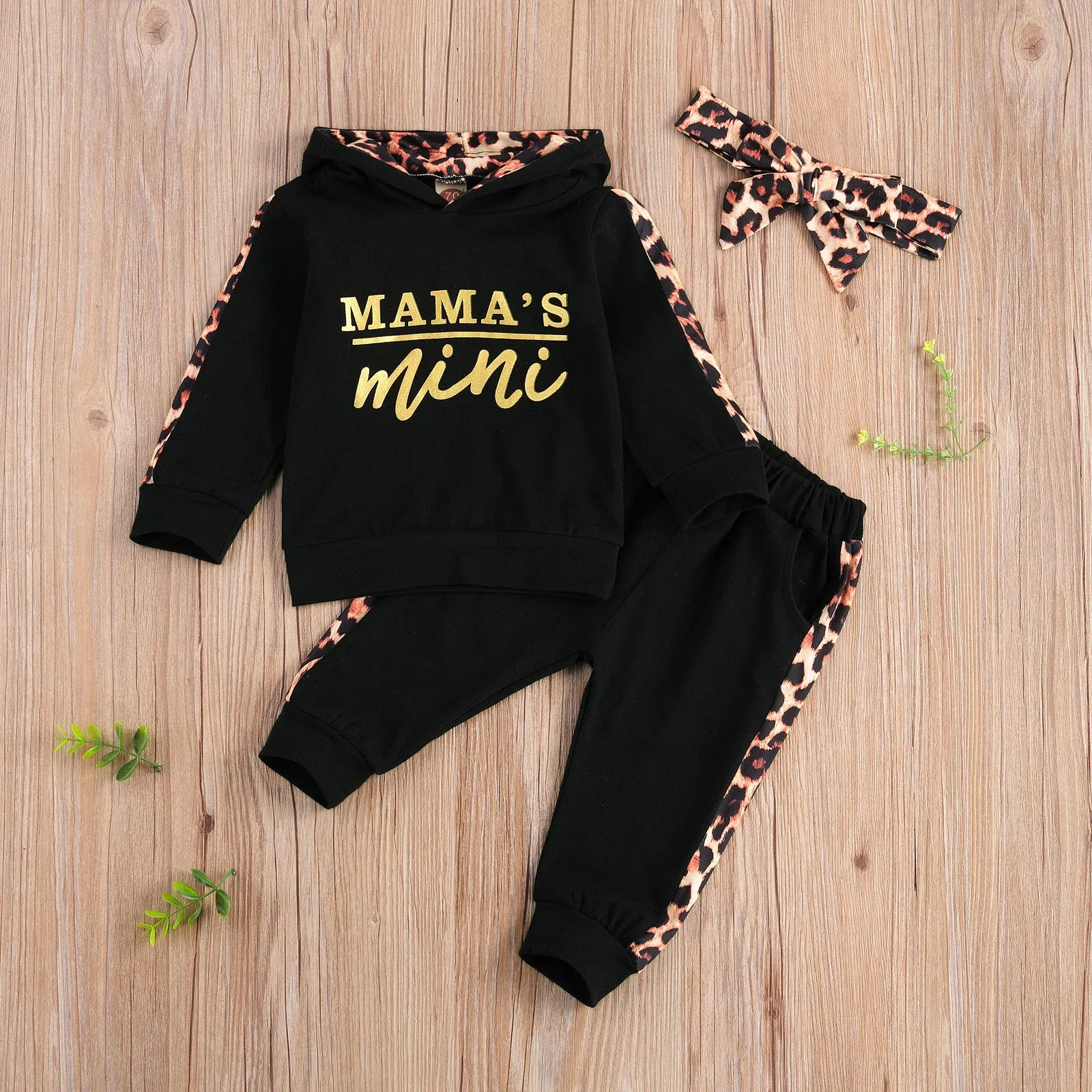 2pcs Baby Girls  Round Neck T-shirt & Pants Set