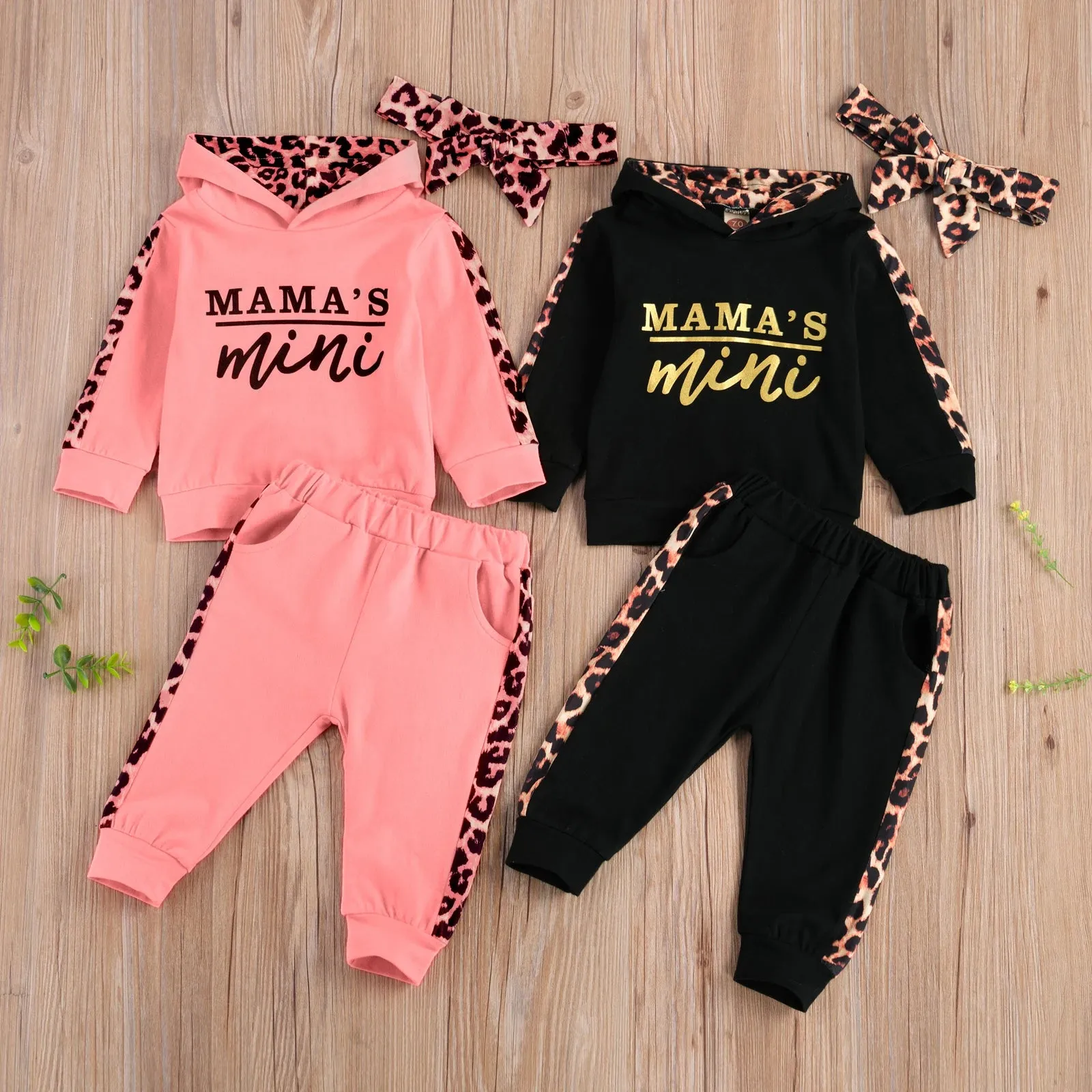 2pcs Baby Girls  Round Neck T-shirt & Pants Set