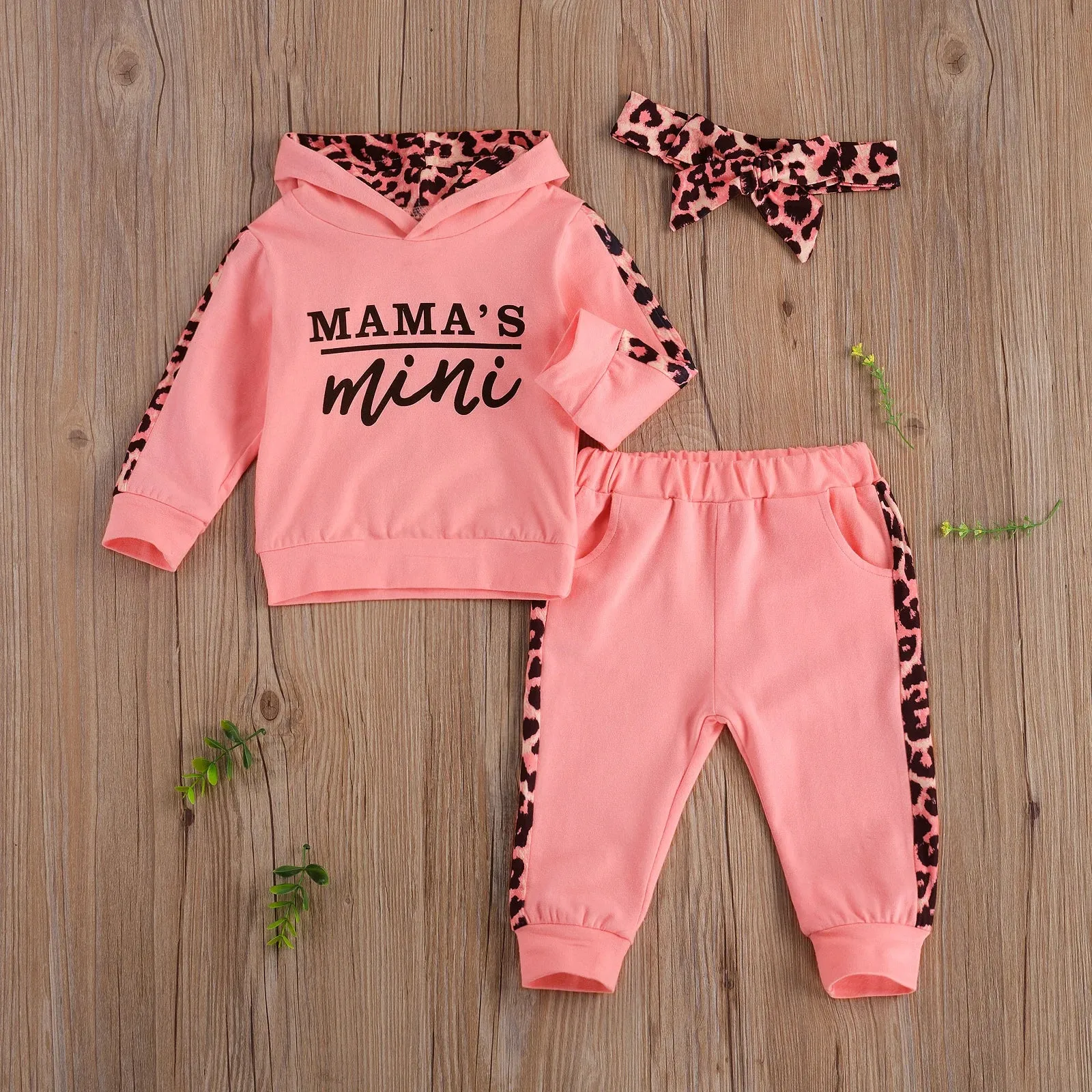 2pcs Baby Girls  Round Neck T-shirt & Pants Set