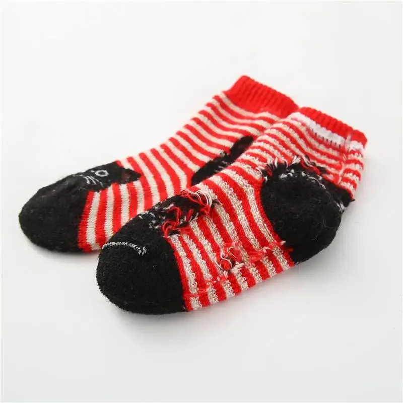 5 Pair Lot Winter Kids Cotton Children Animal Socks Set Cat Cute Thick Wool Socks Lot Stripe Funny Short Baby Boys Girls Warm Soft