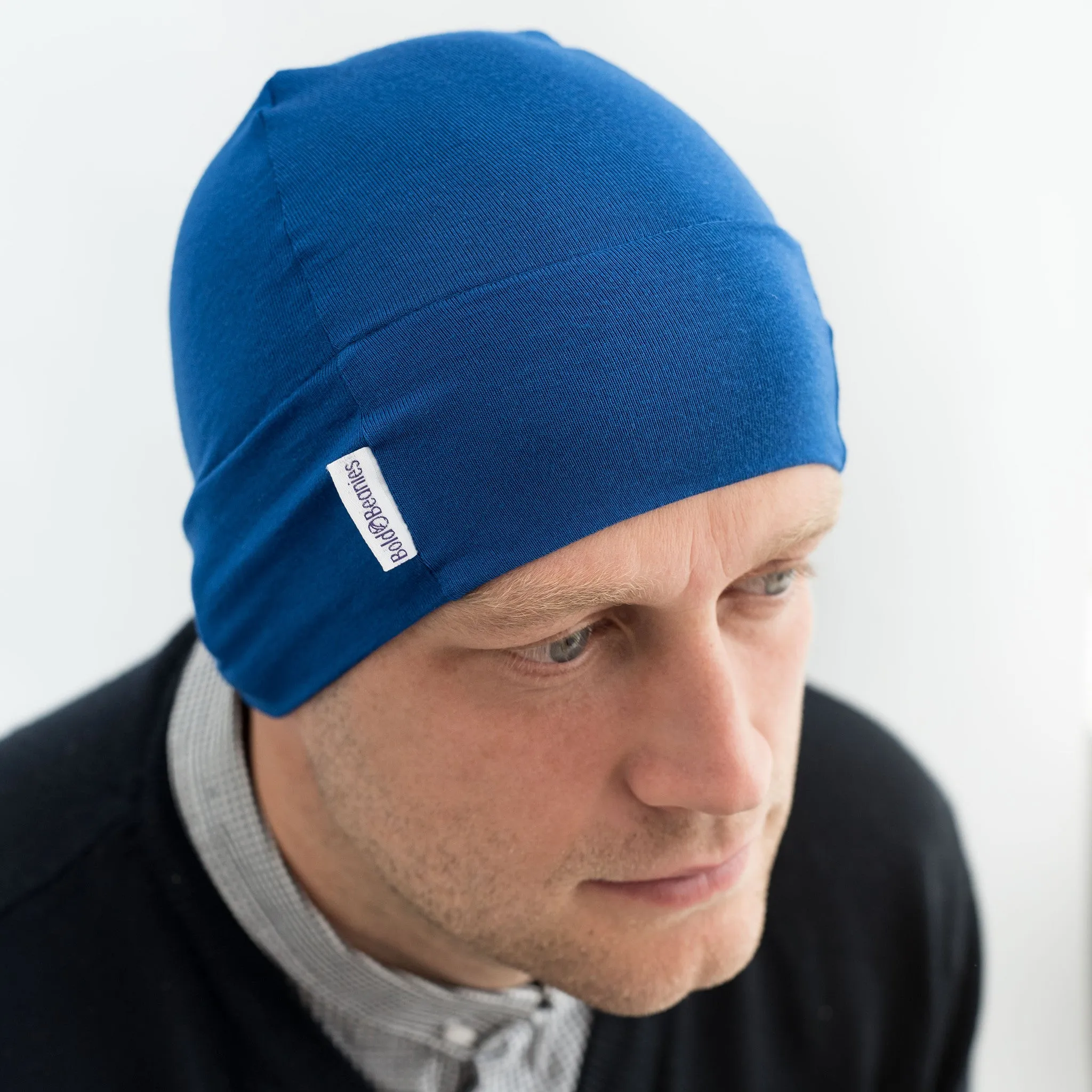 Blue Mens Plain Chemo Hat