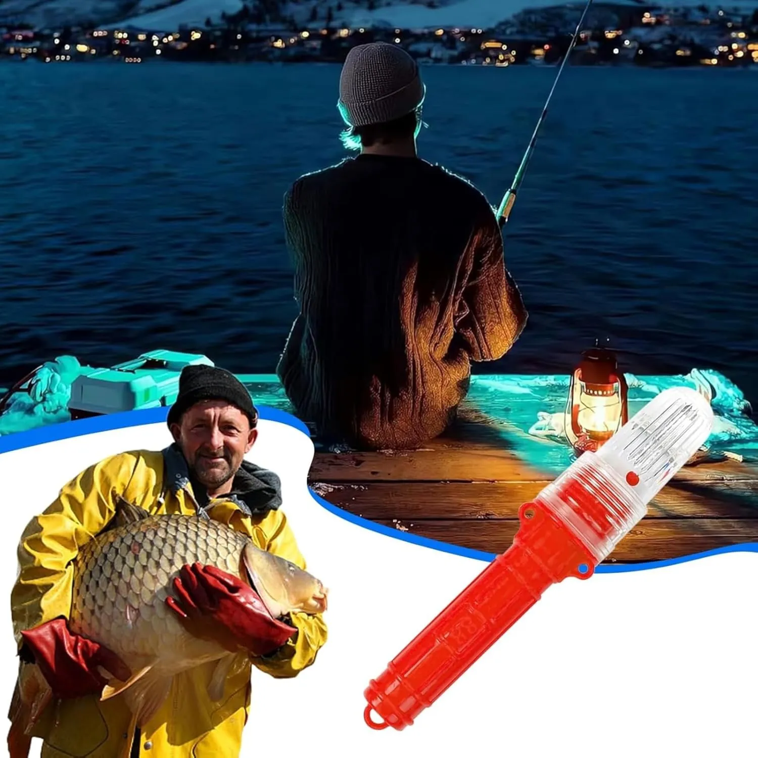 Boat FlaresWaterproof Emergency Signals for Fishing Nets,Buoys, Boats & Life Rafts, Durable Flares for Storm,Fog & Night with Smart LED and Intelligent Light Control (Blue)