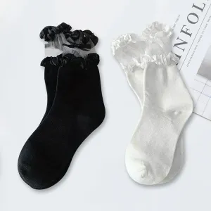Bonnyshow 2/5 Pairs Women Princess Lace Socks Vintage Ladies Girl Ruffle Ankle Princess Ladies Cute Socks With Lace Pile Female Socks