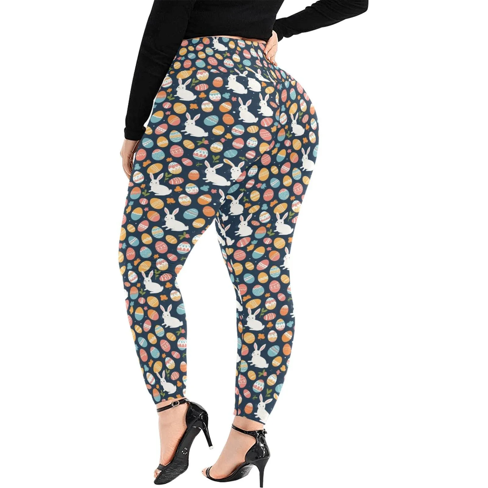 Bunny Eggs Women's Plus Size High Waited Leggings Women's High Waist Leggings(Plus Size)(ModelL45)