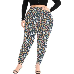 Bunny Eggs Women's Plus Size High Waited Leggings Women's High Waist Leggings(Plus Size)(ModelL45)