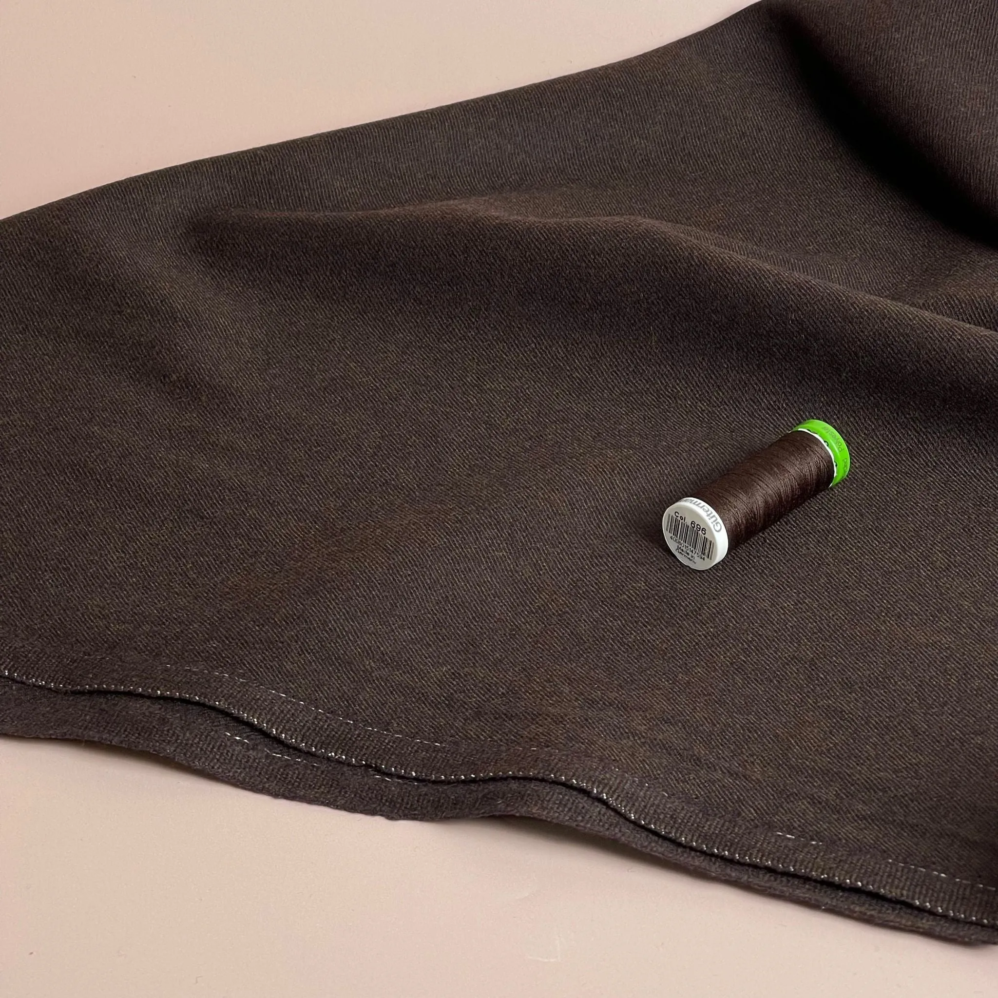 Deadstock Wool Flannel Suiting Fabric in Chocolate Brown