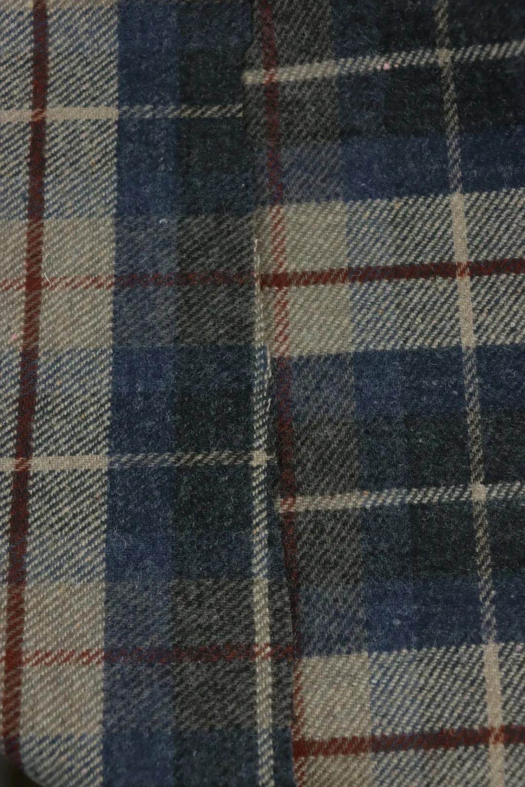 Denim & Light Taupe Plaid Mid-Weight Woven Wool