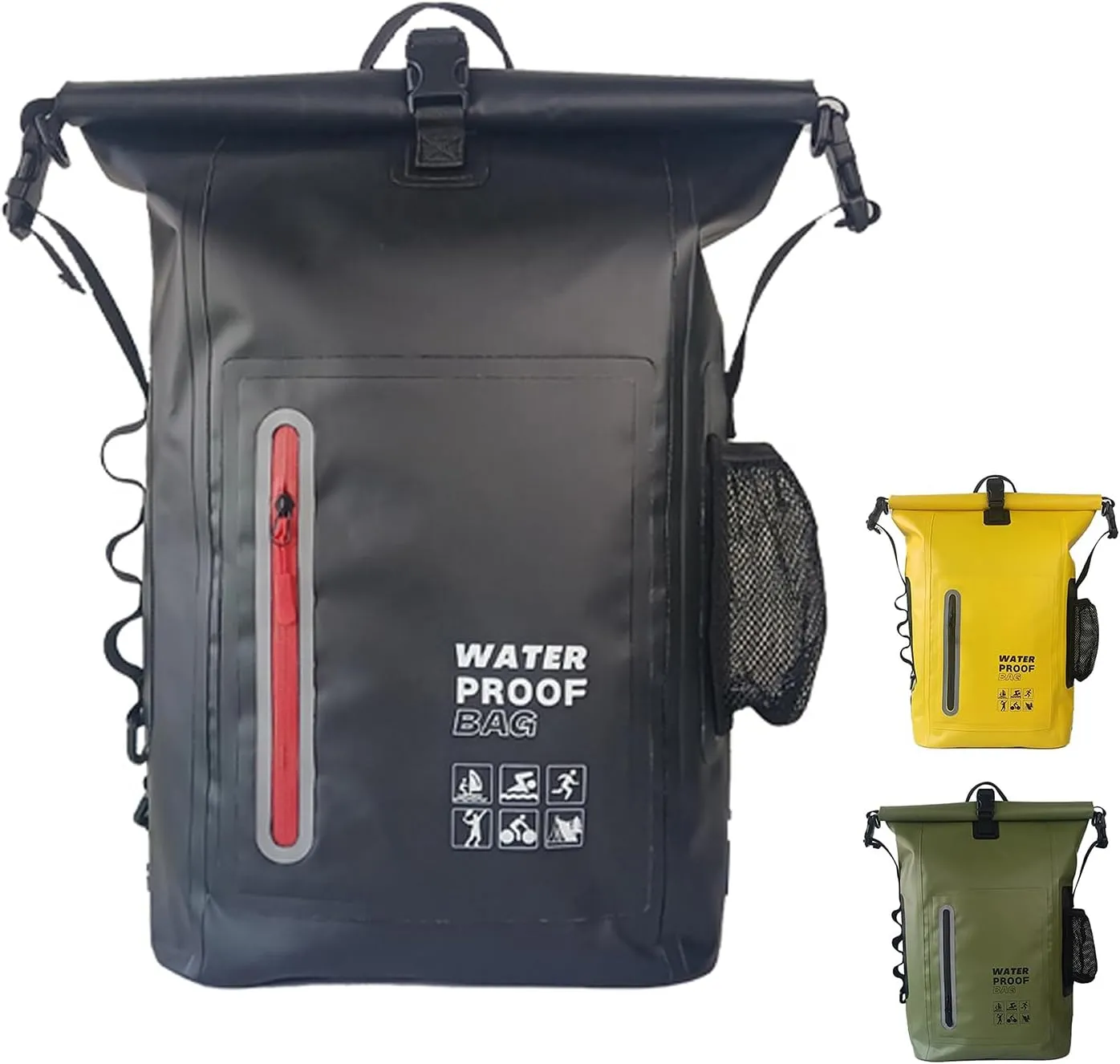 Dry Bag Waterproof 25L - Floating & Lightweight Dry Sack for Men for Kayaking, Boating, Fishing, Swimming, Camping, Hiking (BLACK)