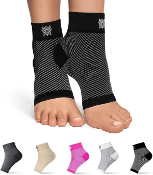 FlexAdapt Plantar Fasciitis Compression Socks for (1 Pair)  Compression Sleeve for Achilles Tendonitis Relief, Plantar Fasciitis Relief, Foot Swelling - Black - Large