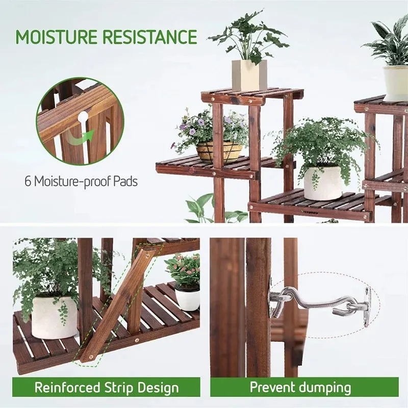 Free Form Multi-Tiered Solid Wood Plant Stand