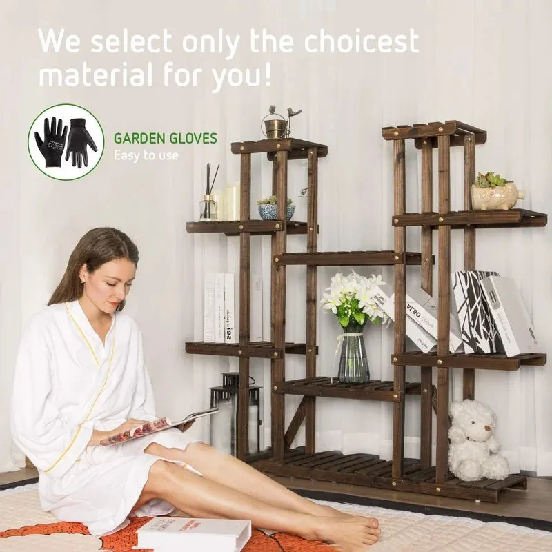 Free Form Multi-Tiered Solid Wood Plant Stand