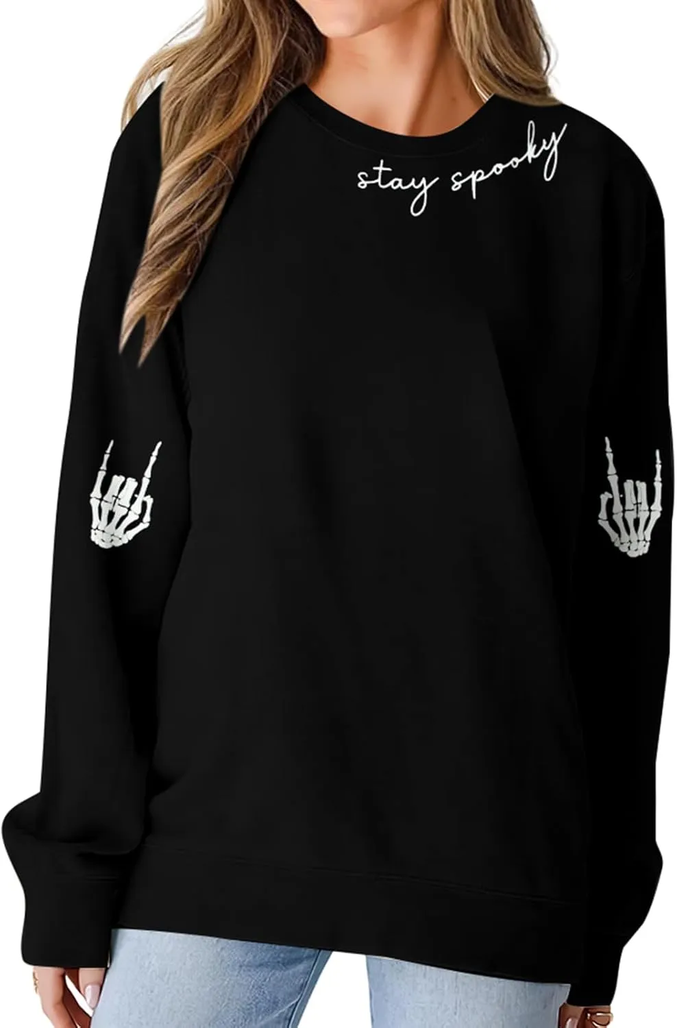 HEBBE Spooky Season Sweatshirts Halloween Ghost Sweatshirt Women - Halloween Graphic Crewneck Tops Casual Sweater