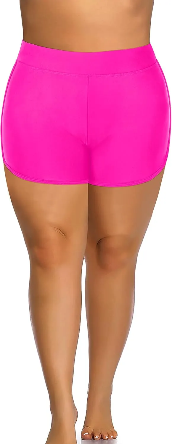 Holipick Plus Size Swim Shorts Women High Waisted Bathing Suit Bottoms Tummy Control Swim Shorts