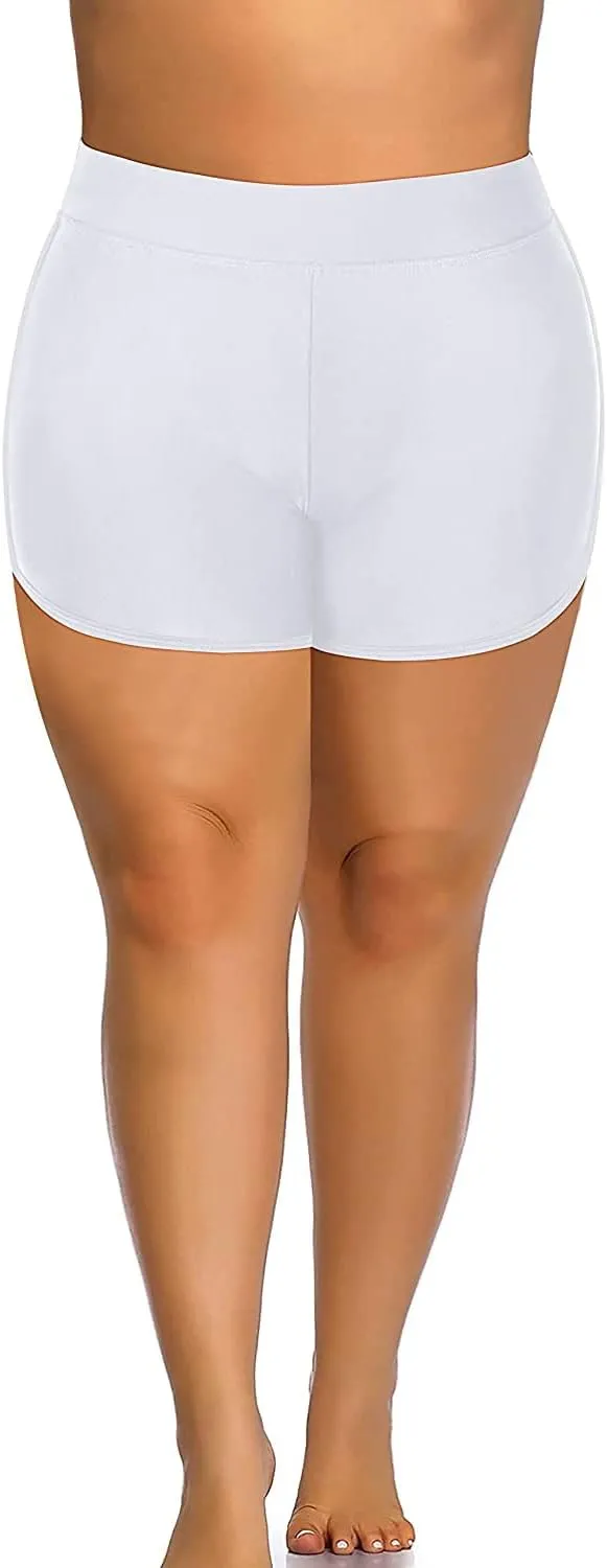 Holipick Plus Size Swim Shorts Women High Waisted Bathing Suit Bottoms Tummy Control Swim Shorts