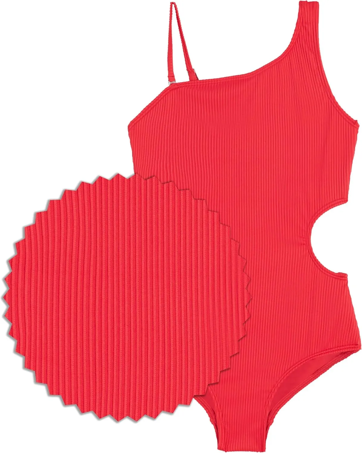 Kanu Surf Girls' Cori Beach Sport One Shoulder Side Cut UPF 50 1pc Swimsuit
