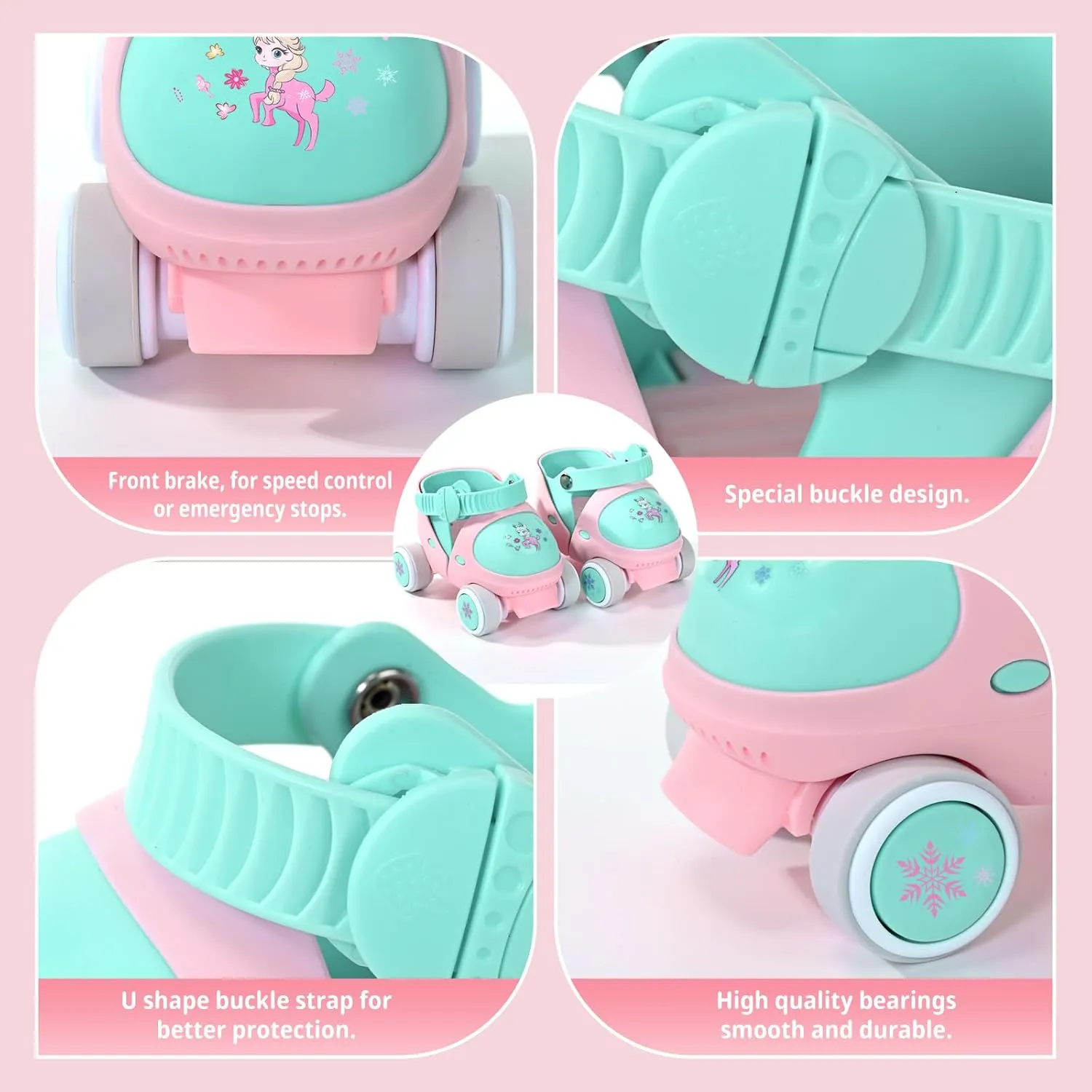Kids Children's Adjustable Quad Roller Skates Wheels Lock Boys Girls Roller Skate for Beginners Toddlers Baby