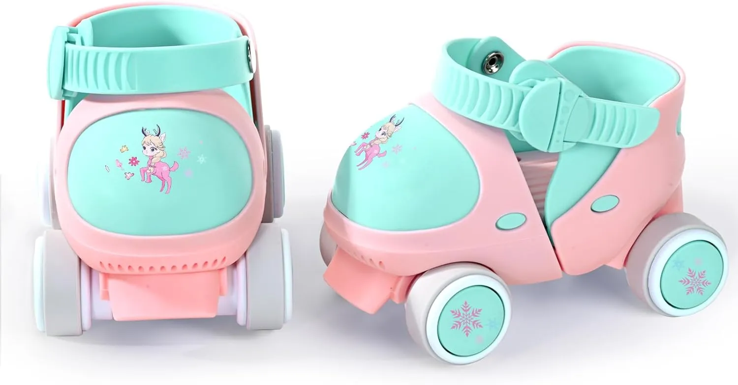 Kids Children's Adjustable Quad Roller Skates Wheels Lock Boys Girls Roller Skate for Beginners Toddlers Baby