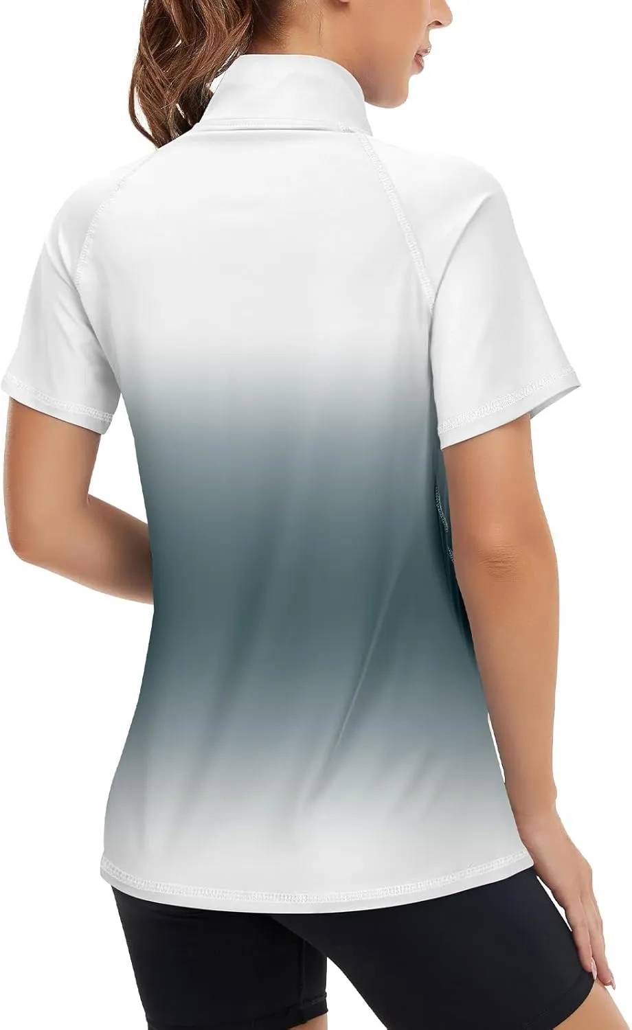 Koscacy Womens Quarter Zip Polo Shirts Short Sleeve Quick Dry Golf Tennis Athletic Tops (S-2XL)