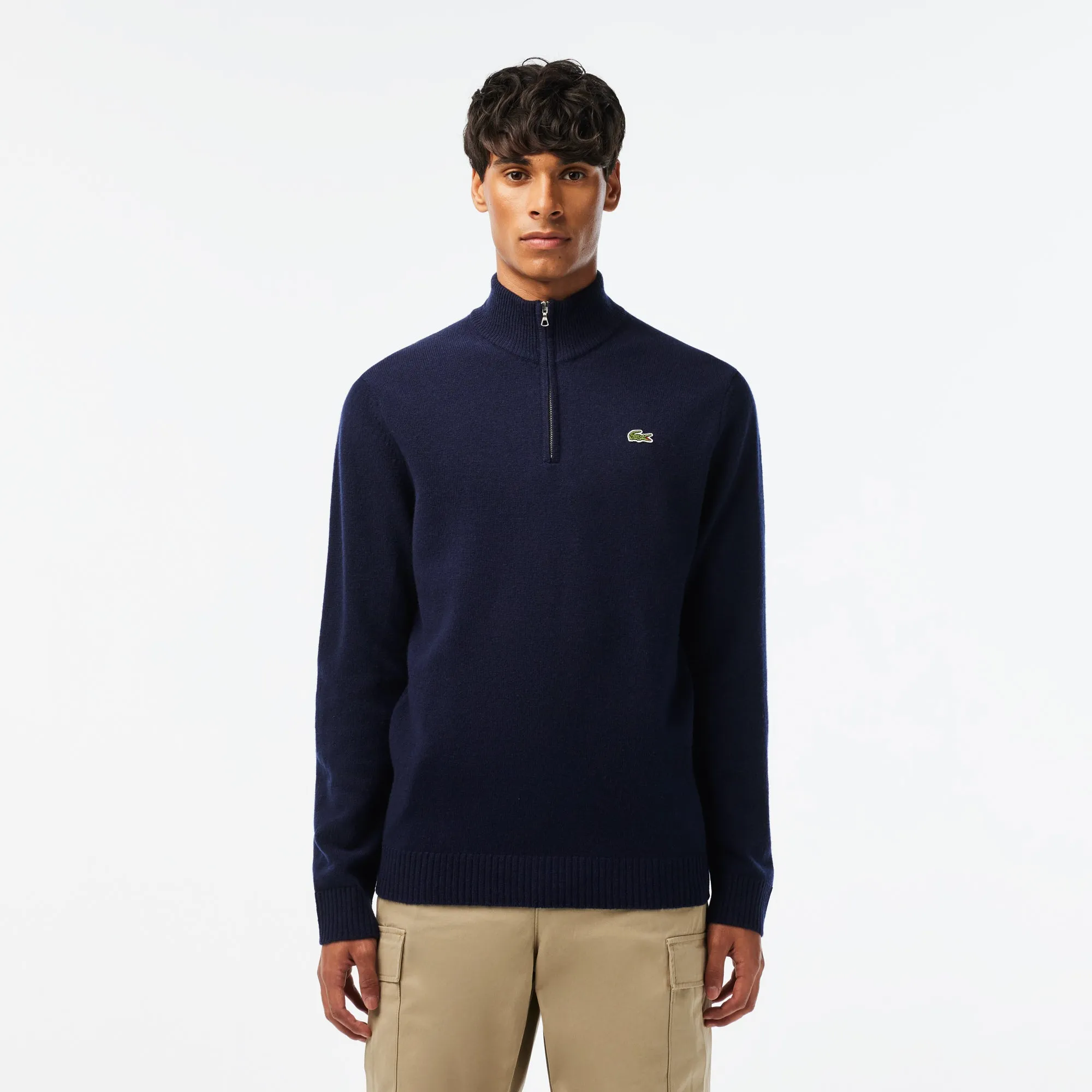 Lacoste Men's Wool Trucker Sweater Navy Blue AH1953 166