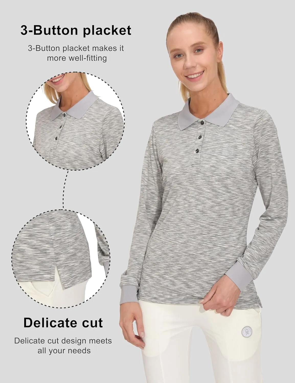 Little Donkey Andy Women's Golf Polo UPF 50  Stretch Quick Dry Lightweight Tennis Collared Shirt