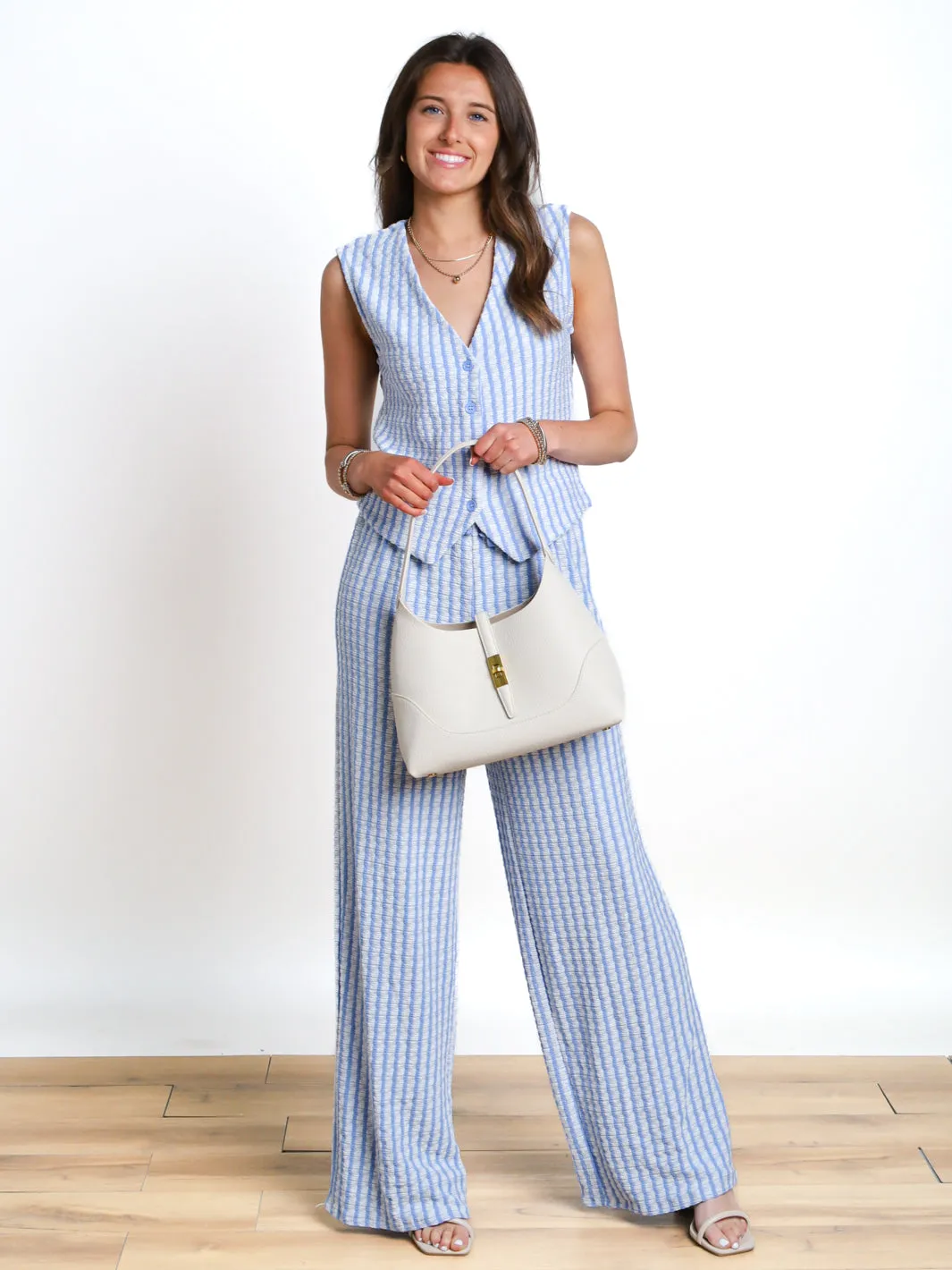 Making It Right High Waist Striped Knit Pants