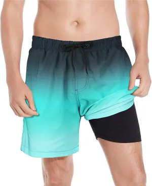 MILANKERR 5.5 inch Mens Swim Trunks with Compression Liner,Mens Bathing Suit Quick Dry Stretch Swimming Trunks