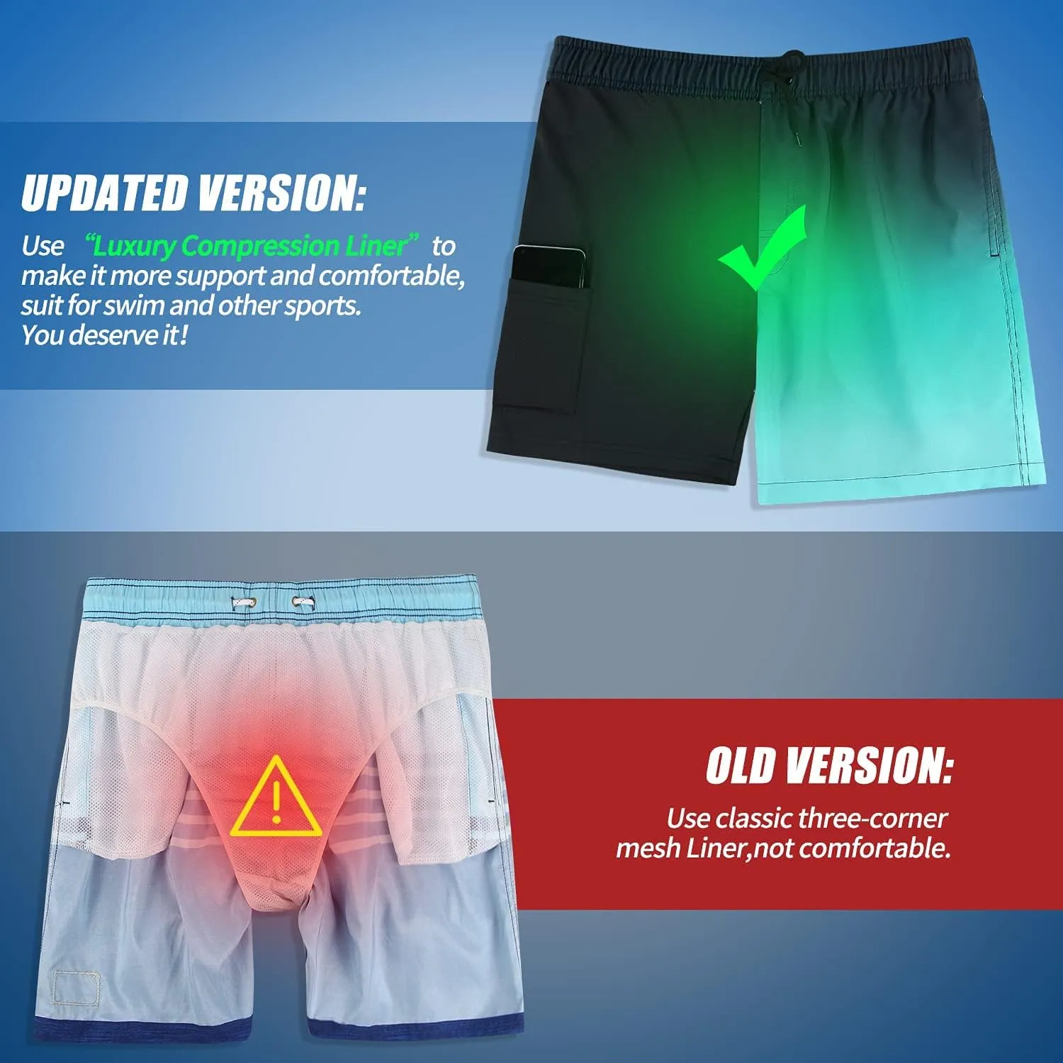 MILANKERR 5.5 inch Mens Swim Trunks with Compression Liner,Mens Bathing Suit Quick Dry Stretch Swimming Trunks