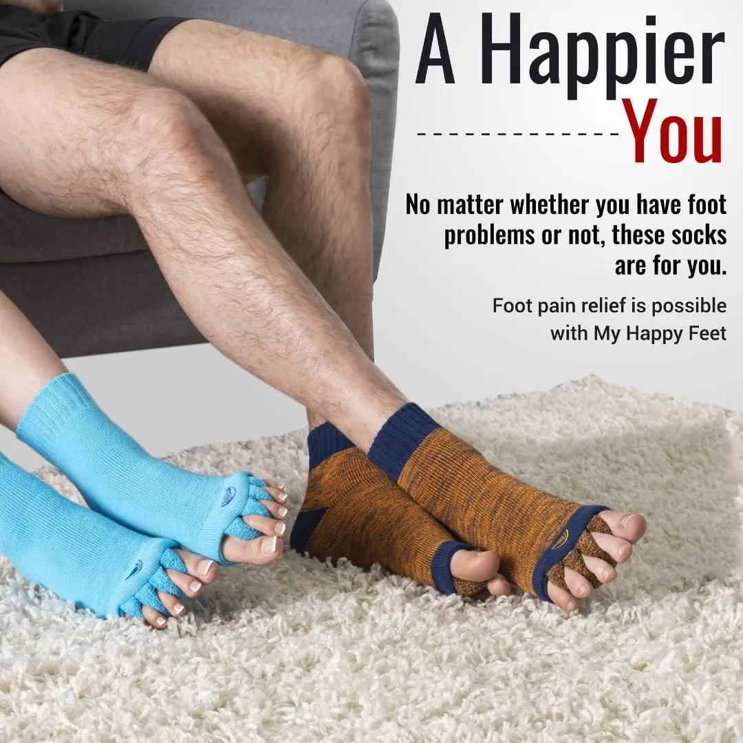 My Happy Feet Foot Alignment Socks with Toe Separators for Men or Women
