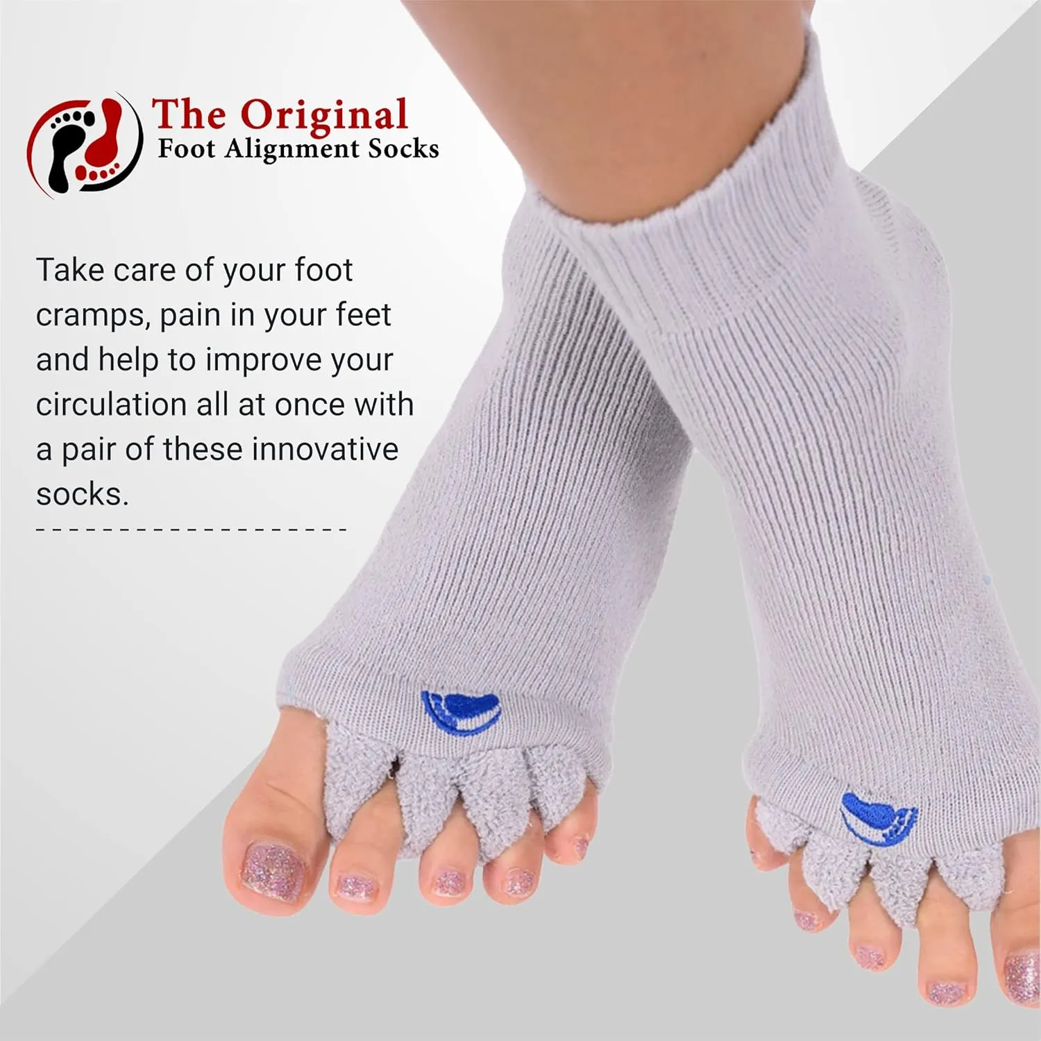 My Happy Feet Foot Alignment Socks with Toe Separators for Men or Women