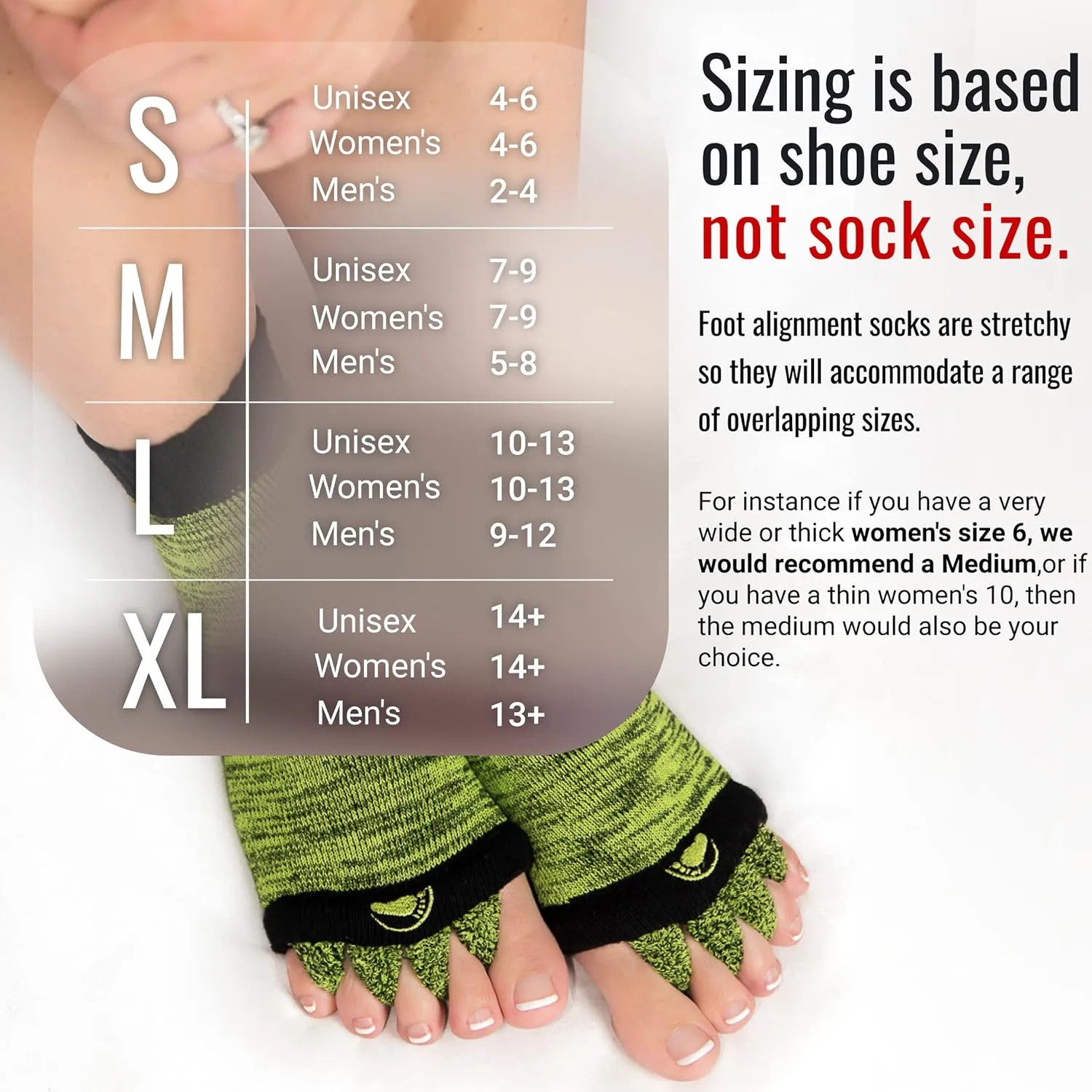 My Happy Feet Foot Alignment Socks with Toe Separators for Men or Women