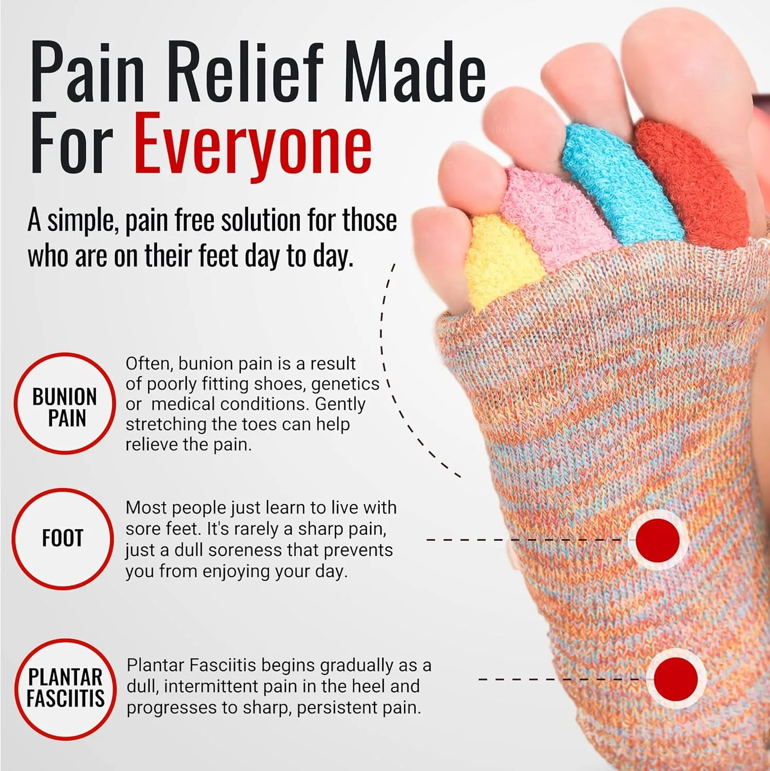 My Happy Feet Foot Alignment Socks with Toe Separators for Men or Women