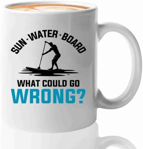 Paddleboard Coffee Mug 11oz White -Sun water board - Surfboard or Paddleboard Vintage stand up paddle surfing