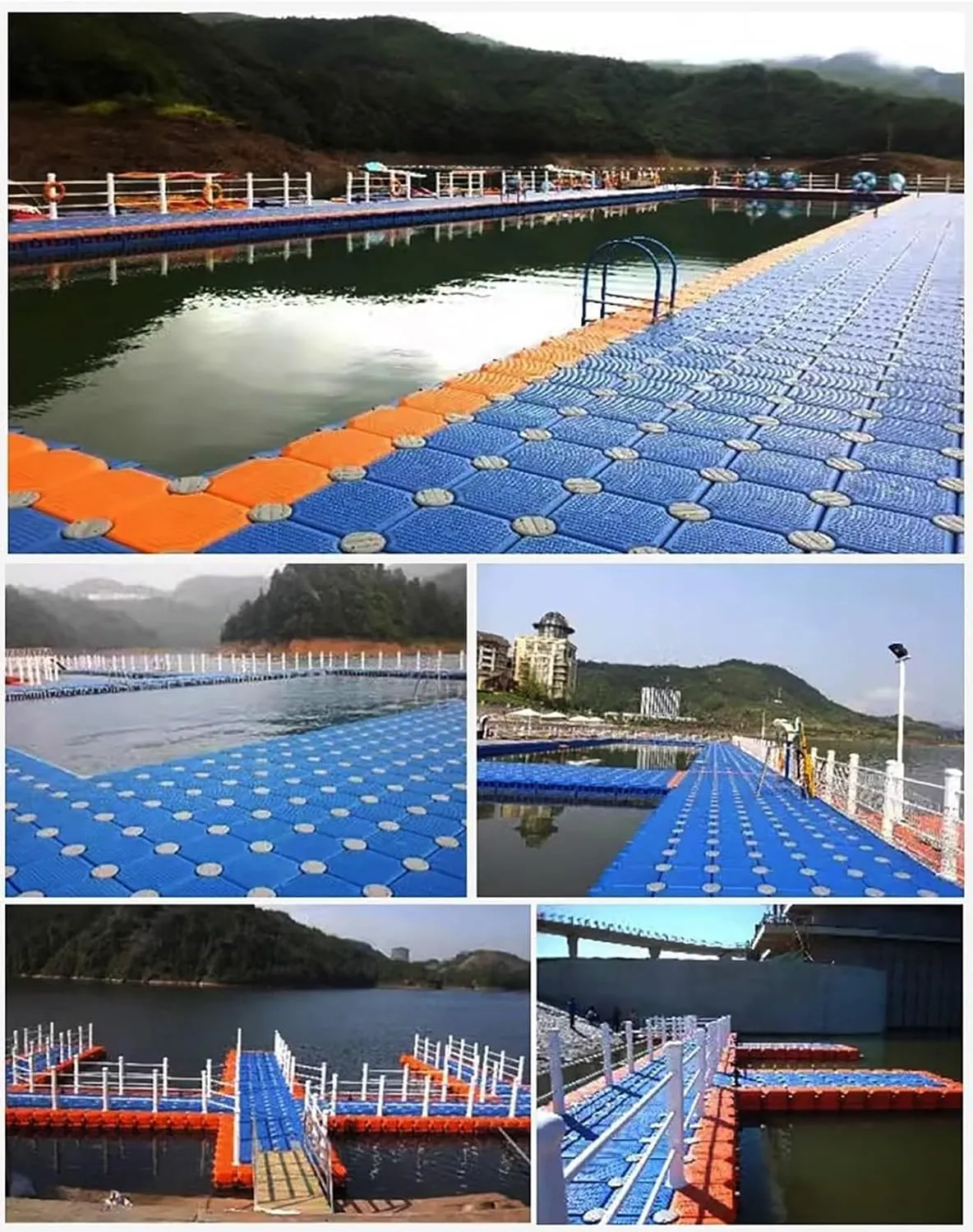 Portable Floating Dock Kit for Water Recreation/Fishing, Heavy Duty Pontoon Fishing Dock for Lakes, DIY Modular Plastic Water Pontoons(4pcs,Large)