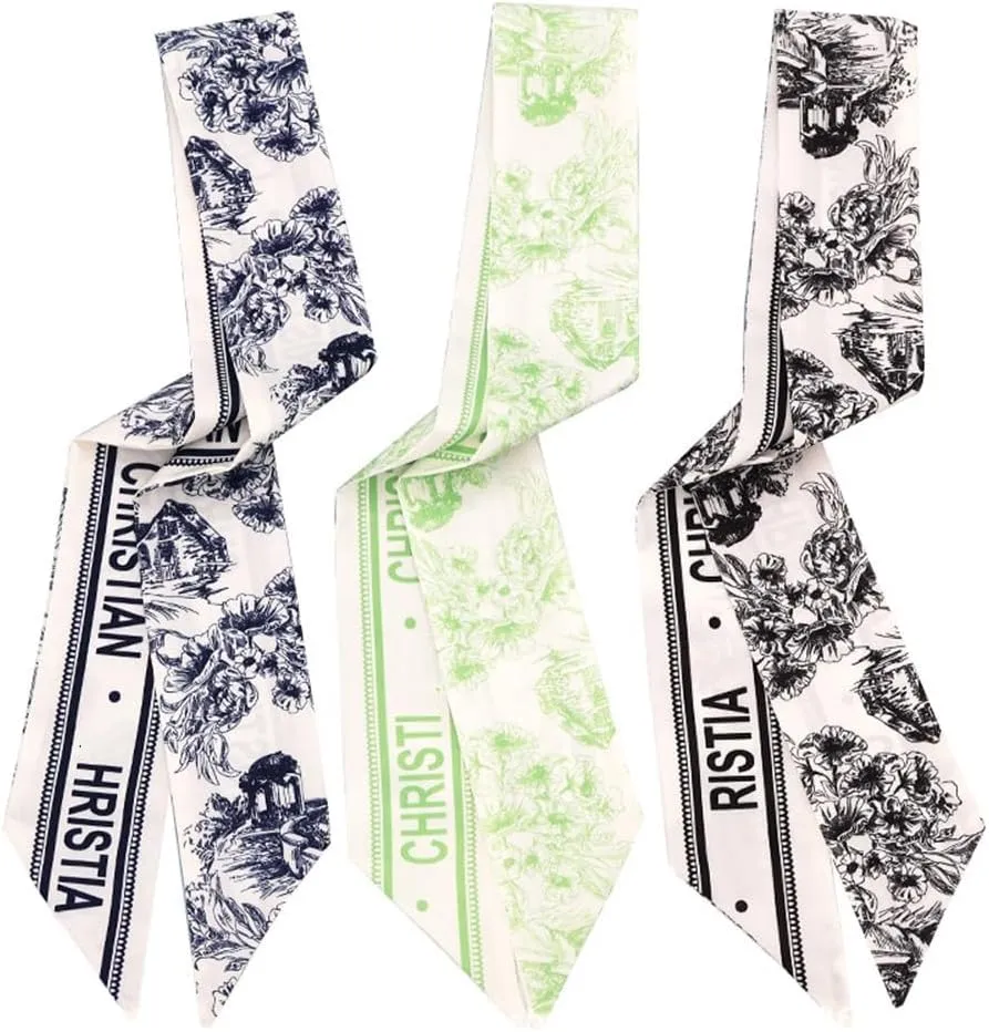 QTMY 3 Pack Purse Scarf for Bags Silk Head Scarf for Hair Handbag Women Scarfs Band Hair Neck Scarves Fashion Gifts,97