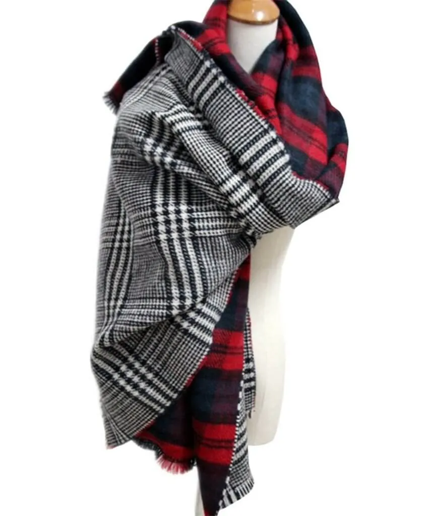 Reversible Tartan Blanket Scarf