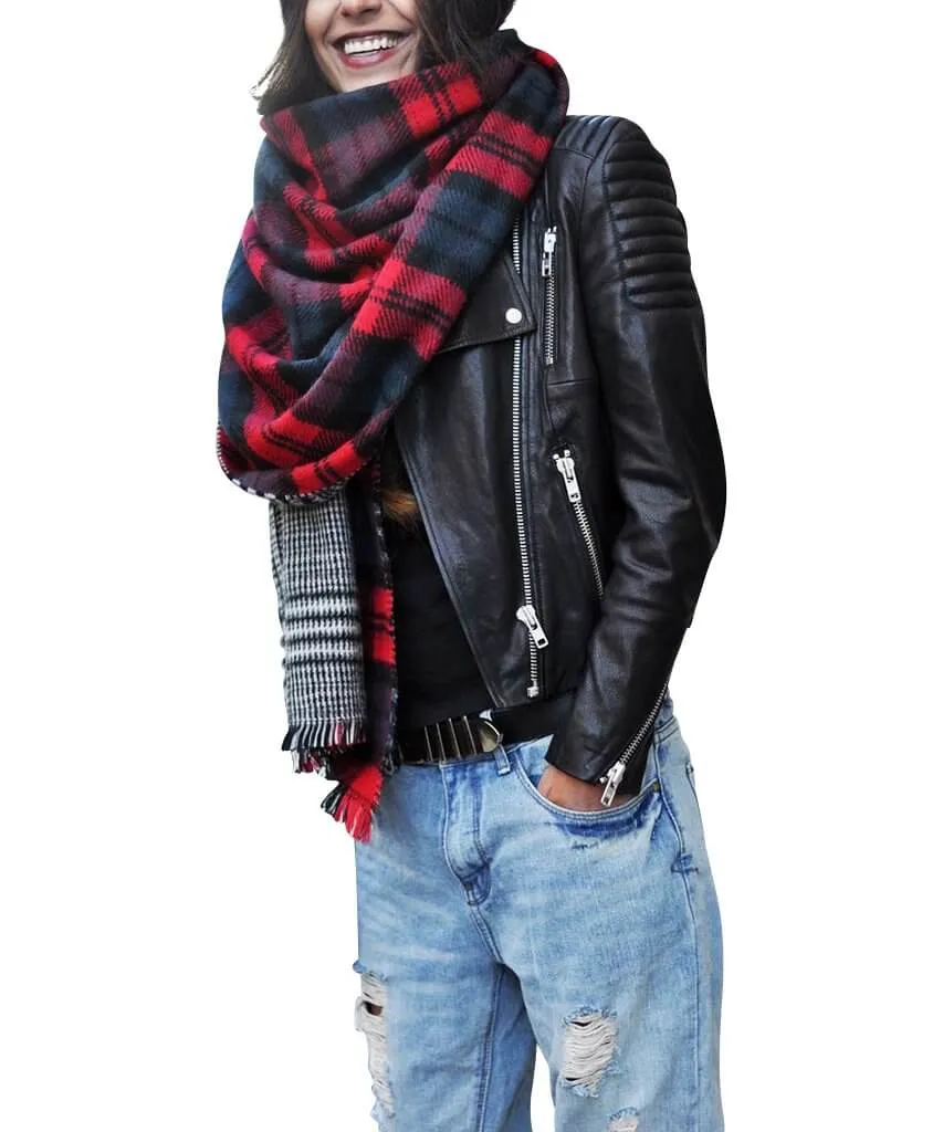 Reversible Tartan Blanket Scarf