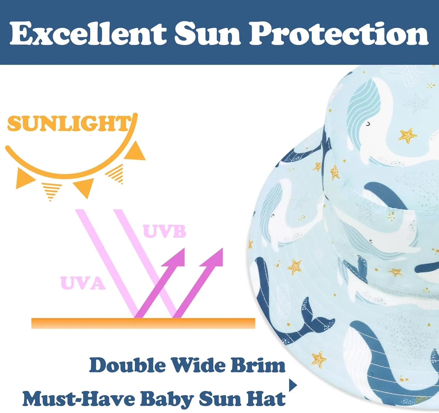 Sarfel Baby Sun Hat Summer Baby Boy Hats UPF 50  Sun Protection Toddler Hat Bucket for Baby Girl Adjustable Kid Cap
