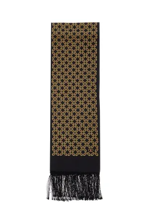 silk bandeau scarf with black, yellow, and orange geometric pattern 6Y2E600AATR NERO/GIALLO/ARANCIO