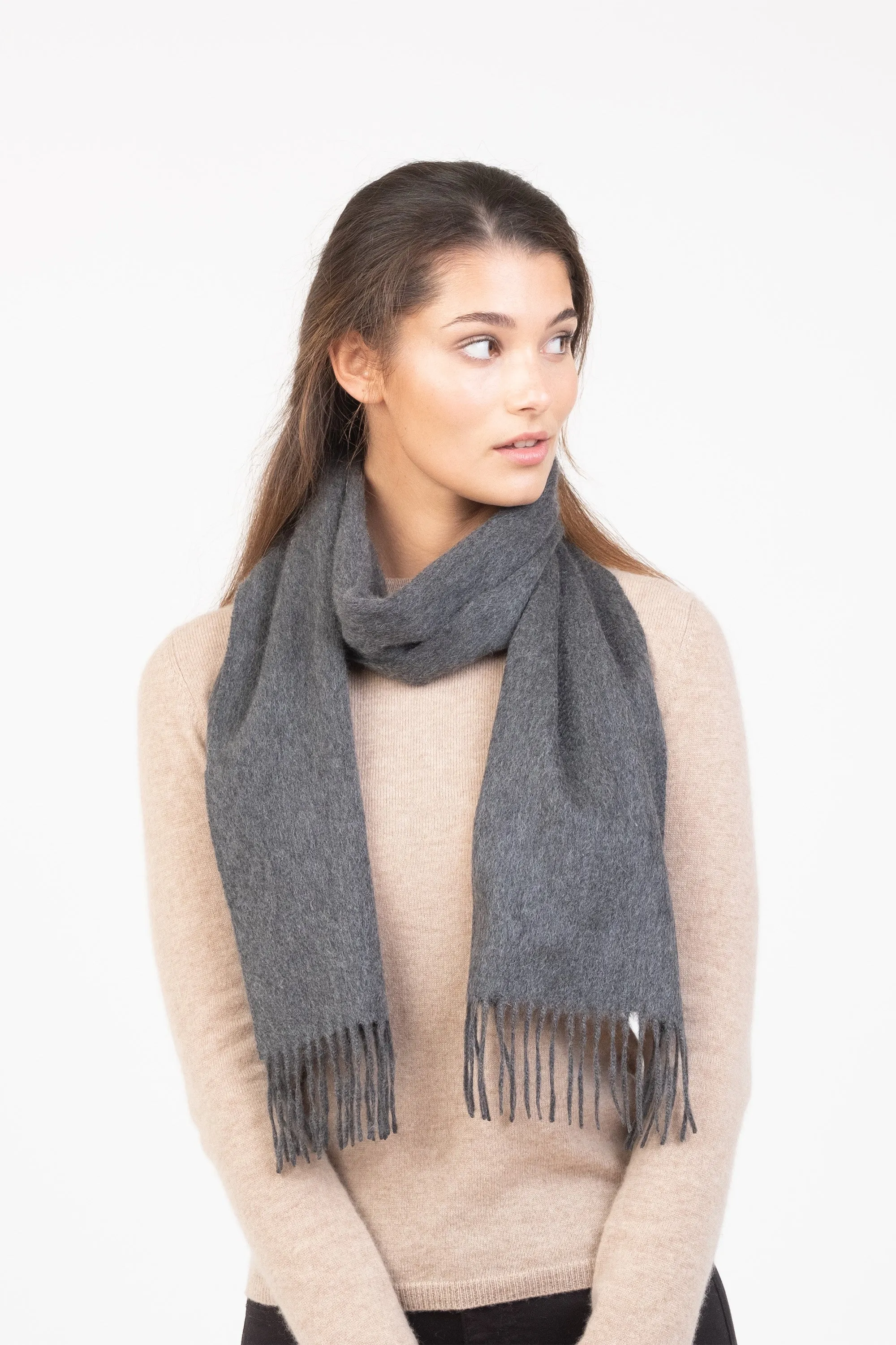 Solid Lambswool Scarf - Steinway Grey