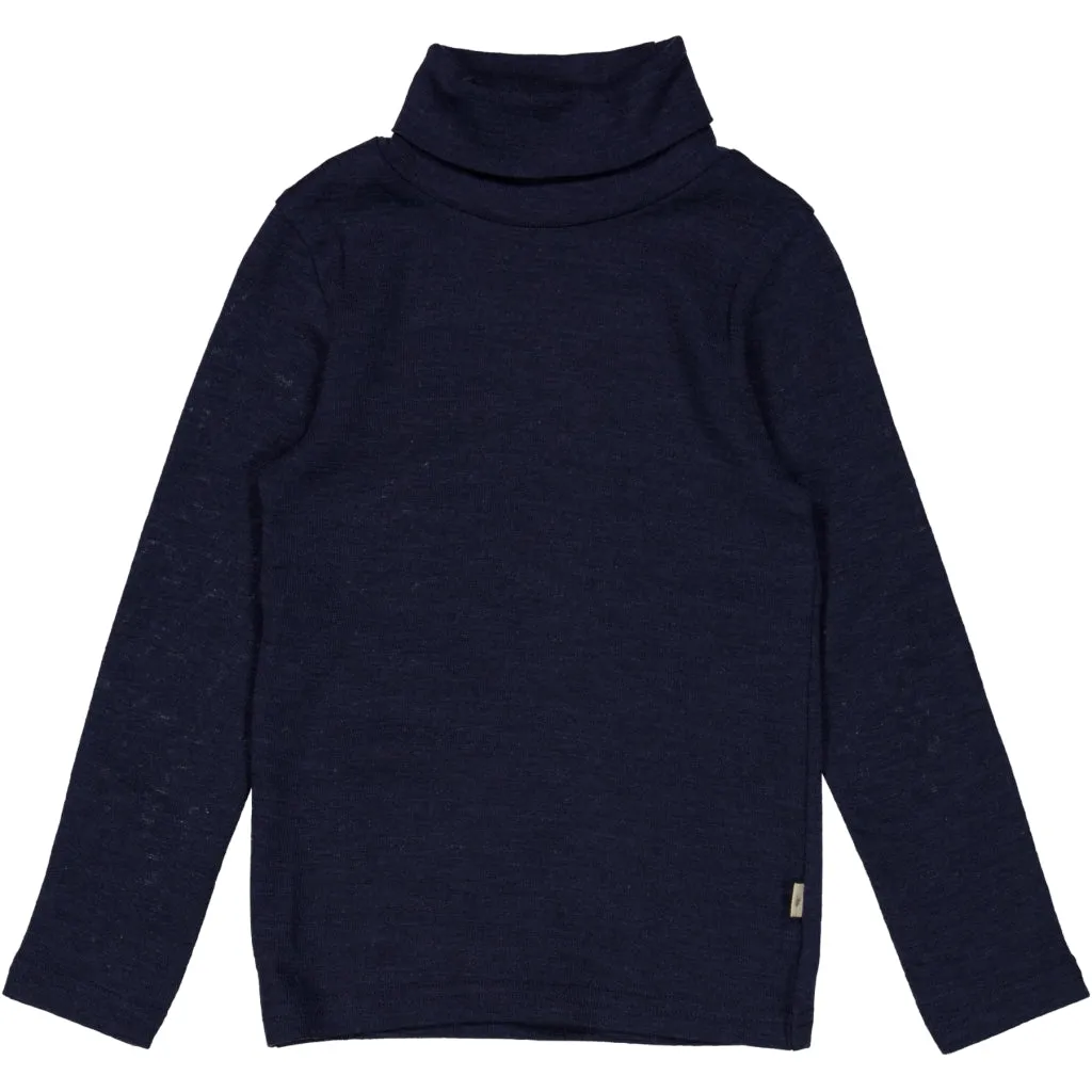T-Shirt Roll Neck Wool - navy