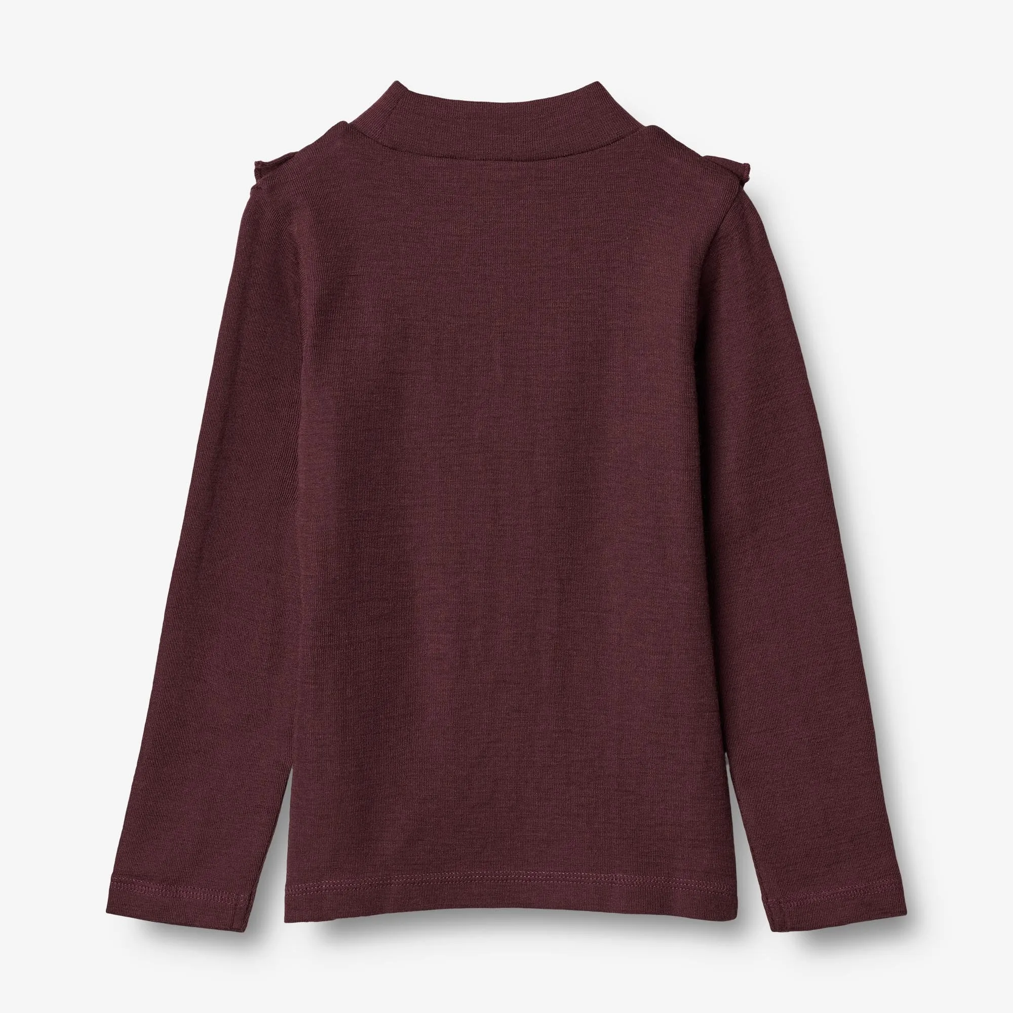 T-shirt Wool Ruffle LS - aubergine