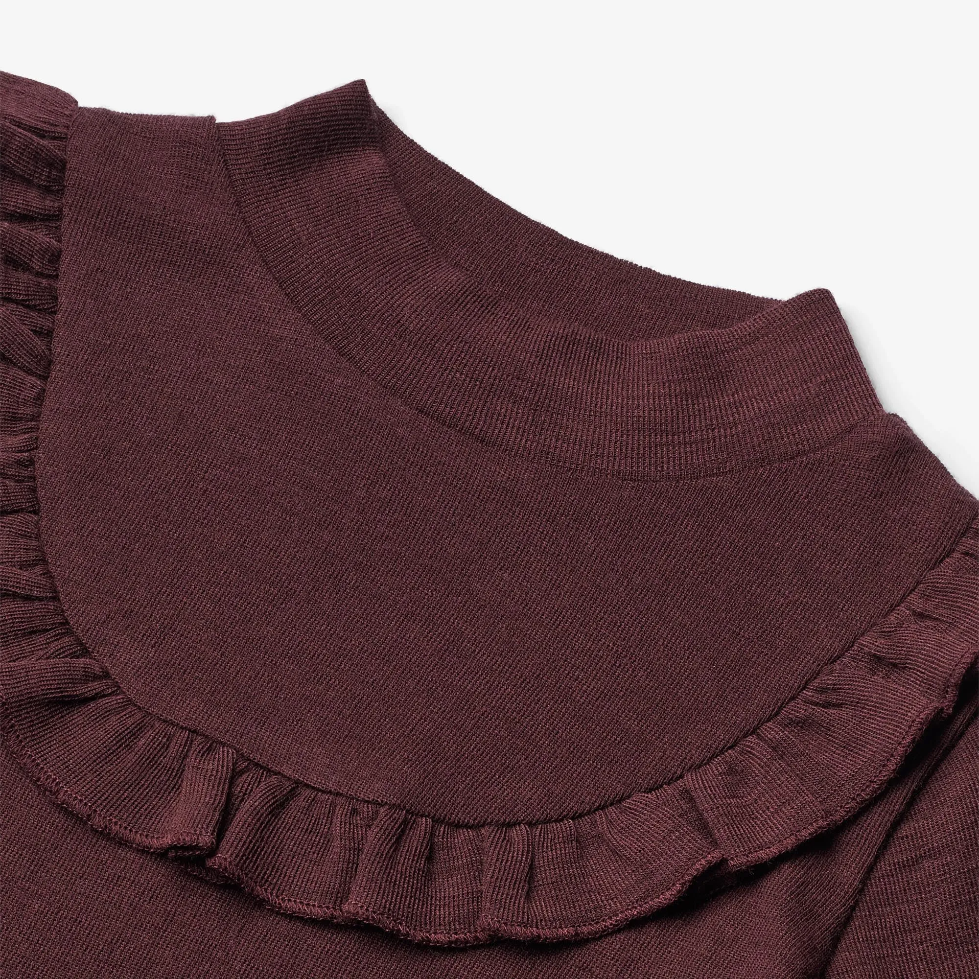 T-shirt Wool Ruffle LS - aubergine
