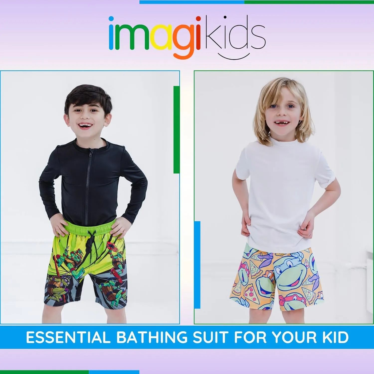 Teenage Mutant Ninja Turtles UPF 50  Swim Trunks Toddler to Big Kid Sizes (3T - 8)