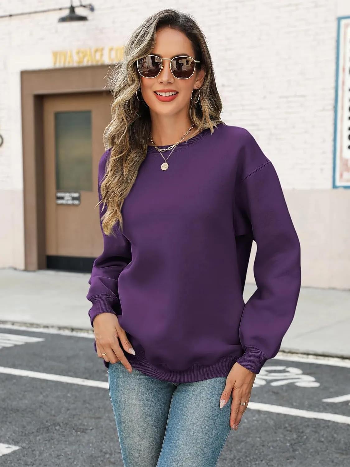 TICTICMIMI Women's Casual Crewneck Sweatshirts Long Sleeve Tops Loose Fit Fall Shirts