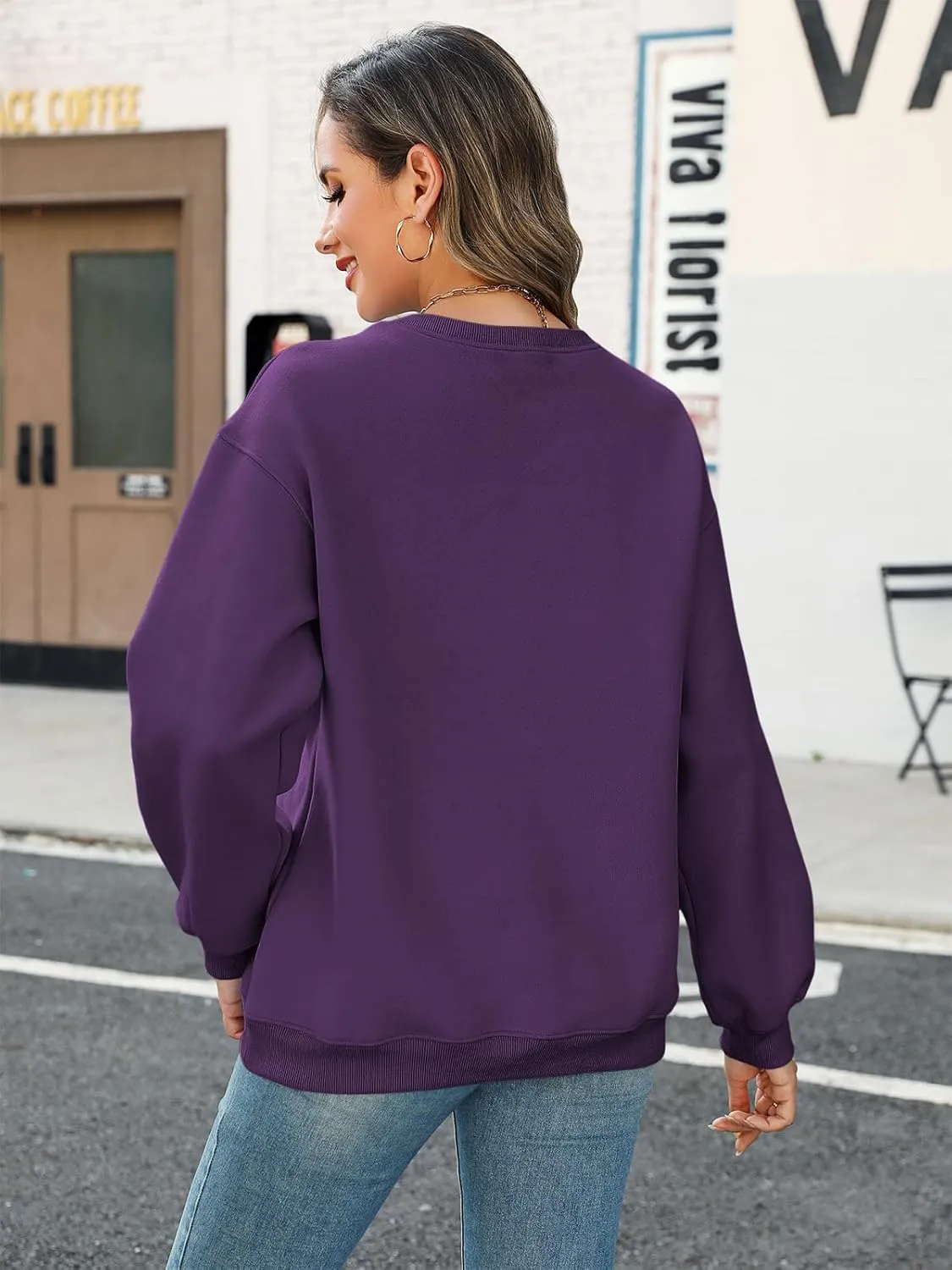 TICTICMIMI Women's Casual Crewneck Sweatshirts Long Sleeve Tops Loose Fit Fall Shirts
