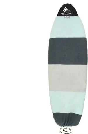 Tidal Wake TAG-IT 60" Round Nose Surf & Wake Board Sock - Soft Wakesurf/Wakeboard Bag with Built-in Name Tab, Customizable Wake Surfboard/Wakeboard Cover Protects Your Board - Sea Foam Green & Gray