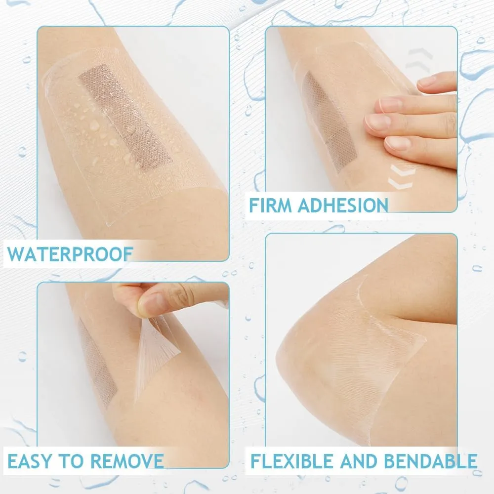 Waterproof Bandages for Swimming,50Pcs 3.93.9Inch Tattoo Aftercare Waterproof Bandages Post Surgical,Second Skin Tattoo Cover Up,Wound Seal,Transparent Film Dressing,Clear Band Aids,Waterproof Patch